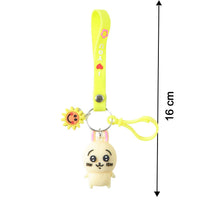 Cute Cartoon Bunny Silicone Keychain with Decorative Strap (1 Pc)